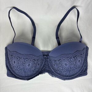 Aerie Balconette Bra Women’s Size 34D Blue Lace Adjustable Strap Underwire Lined